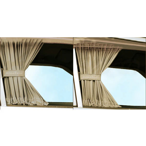 Universal Side Railing Shades Beige - Pair - Auto Window Curtains | Sun Shade | Parda